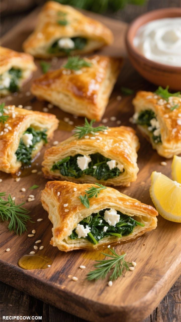 Quick appetizers Spinach and Feta Puff Pastry Bites