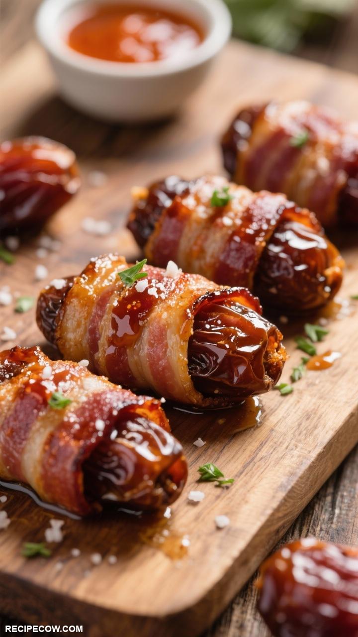 Quick appetizers Sweet and Spicy Bacon Wrapped Dates