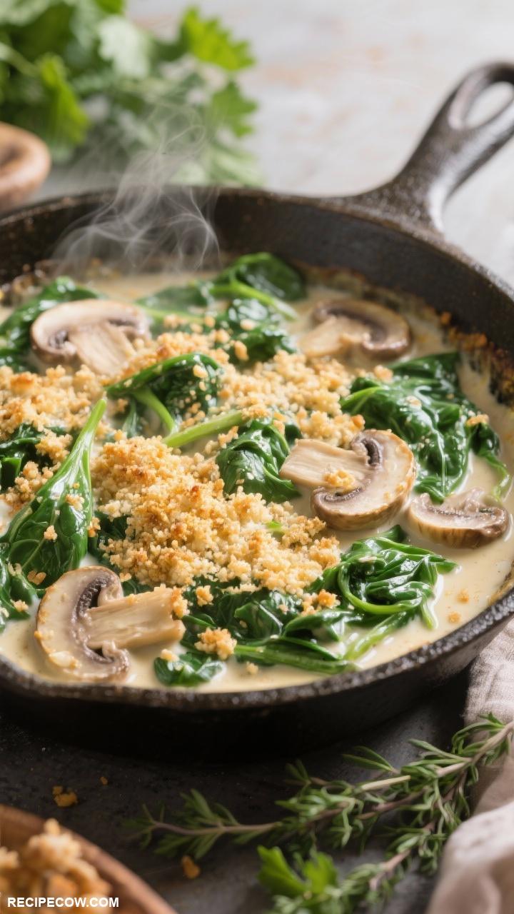 Vegetable sides Creamy Spinach and Mushroom Bake