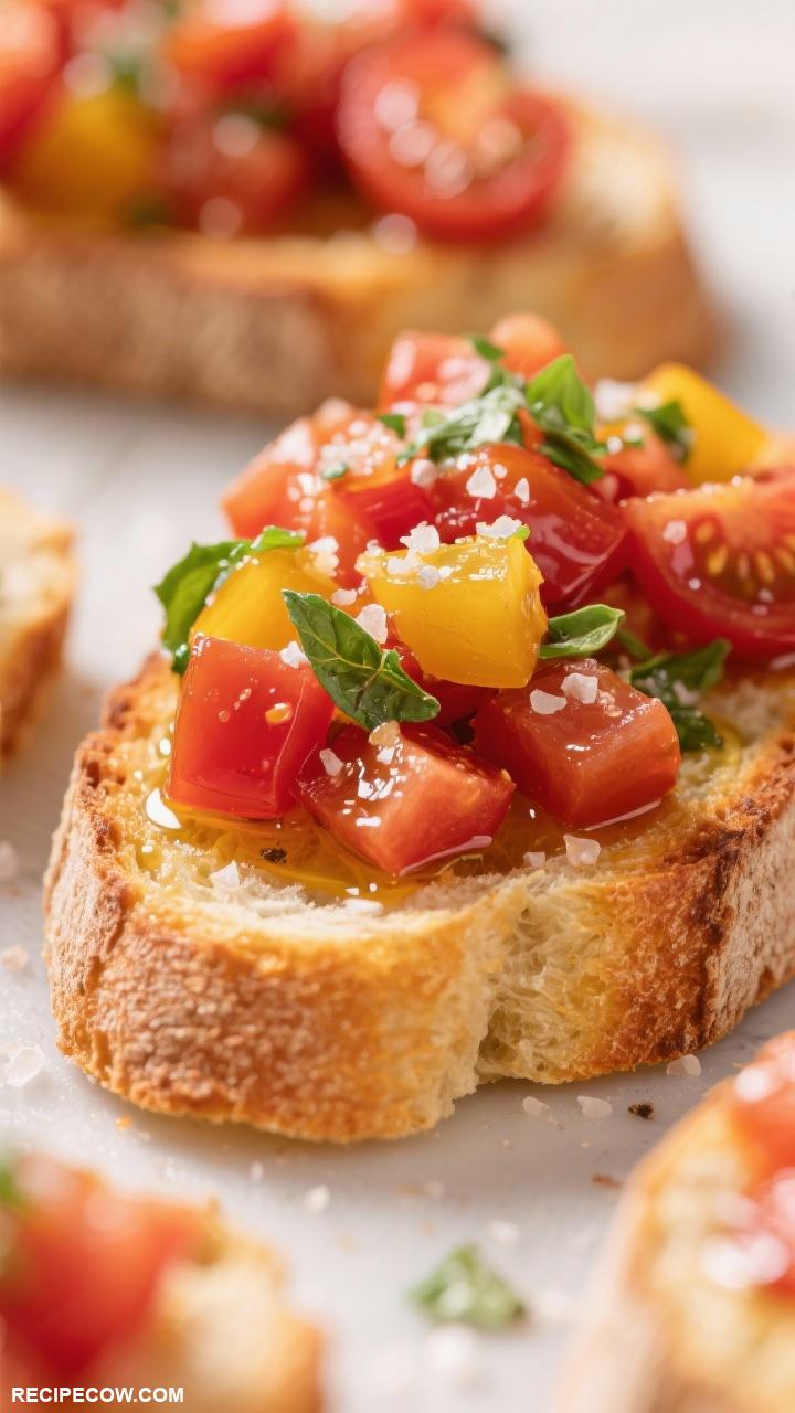 Vegetarian appetizers Bruschetta with Tomato and Basil