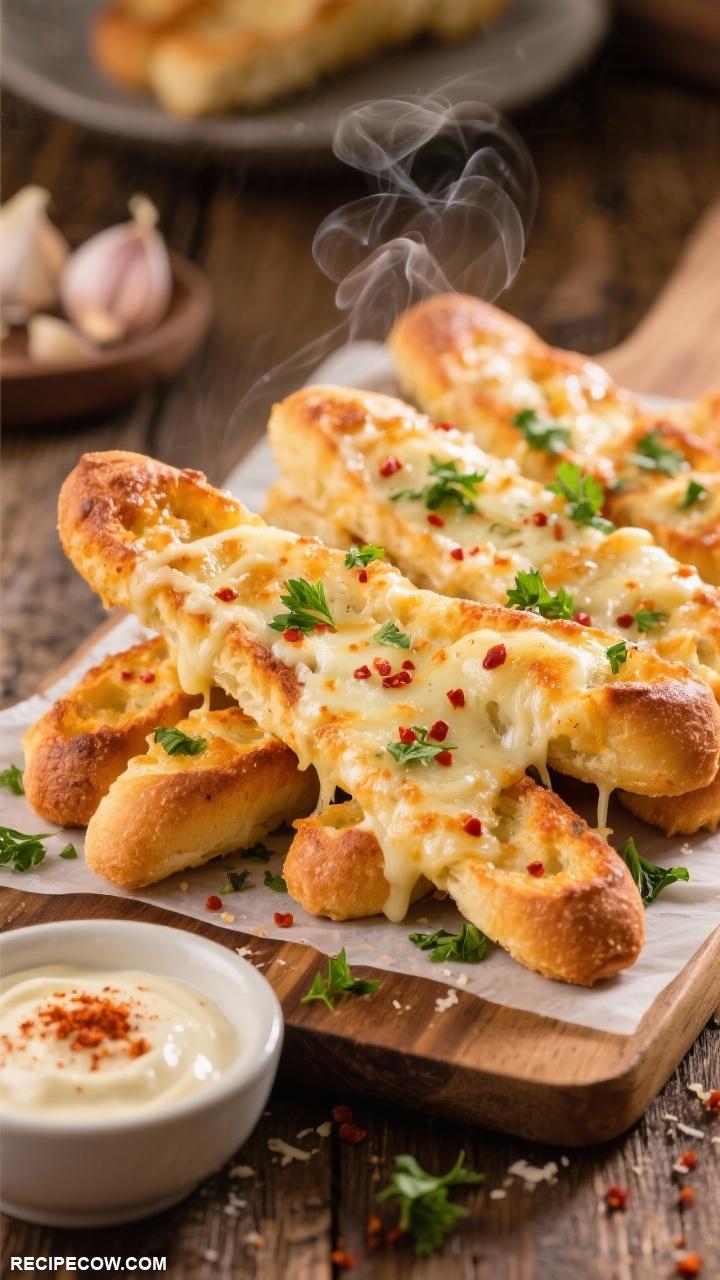 Vegetarian appetizers Cheesy Garlic Bread Sticks