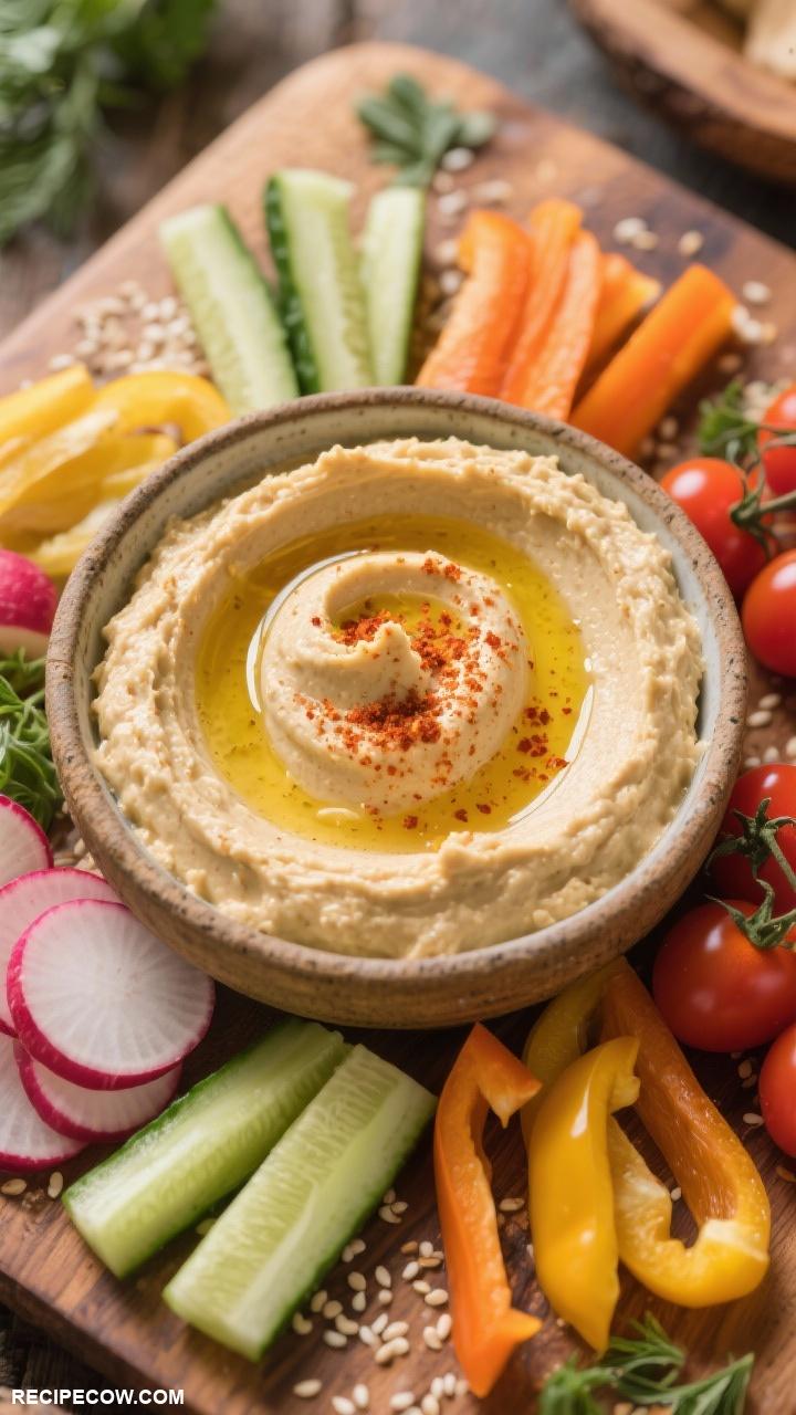 Vegetarian appetizers Hummus with Fresh Vegetables