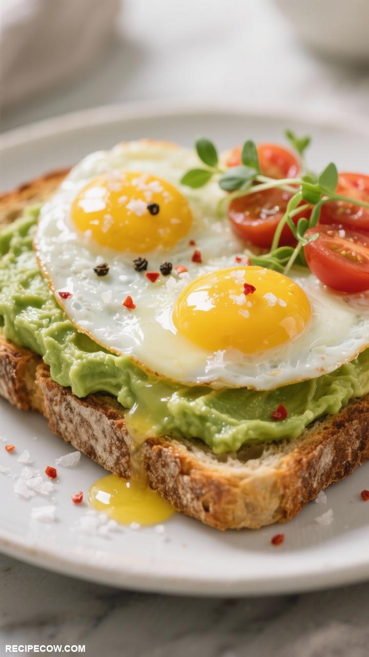 brunch dishes Avocado Toast with Poached Eggs