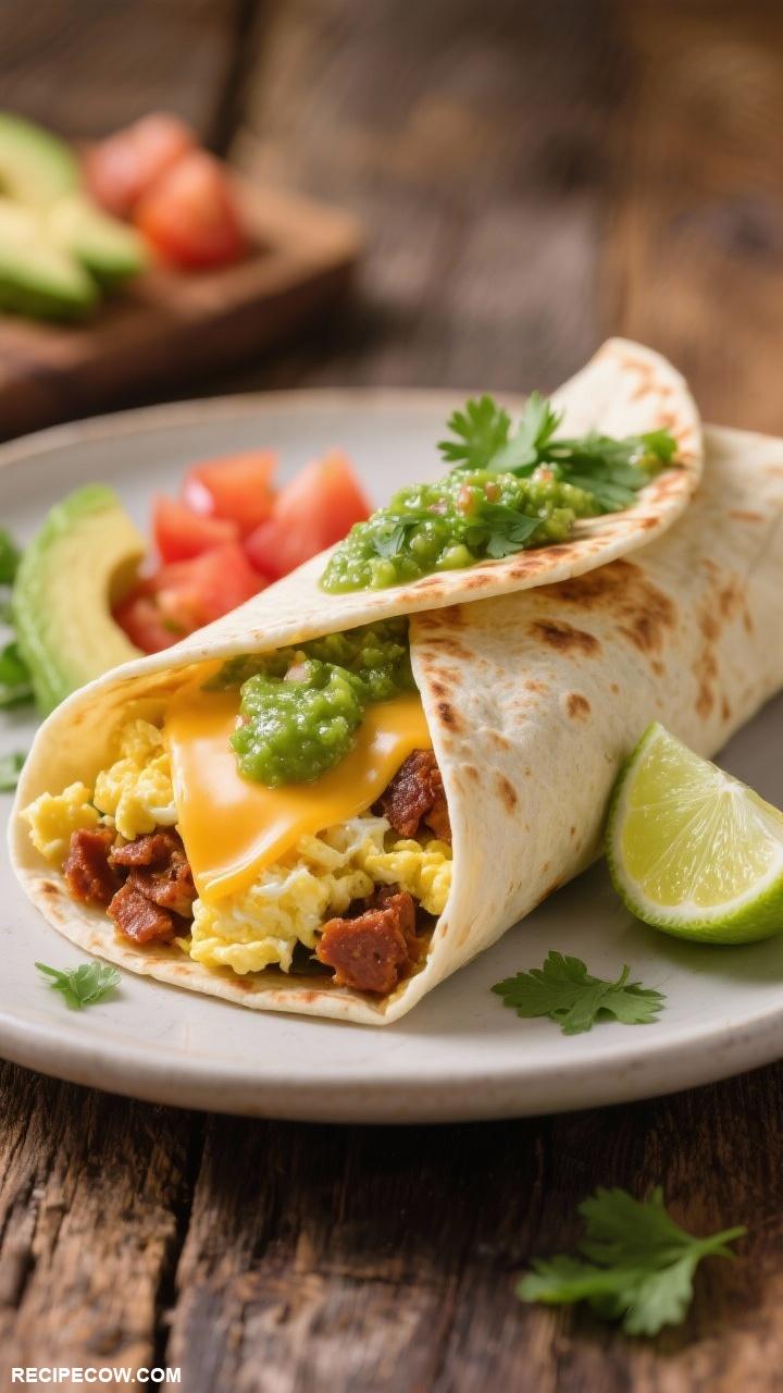 brunch dishes Breakfast Burrito with Salsa Verde