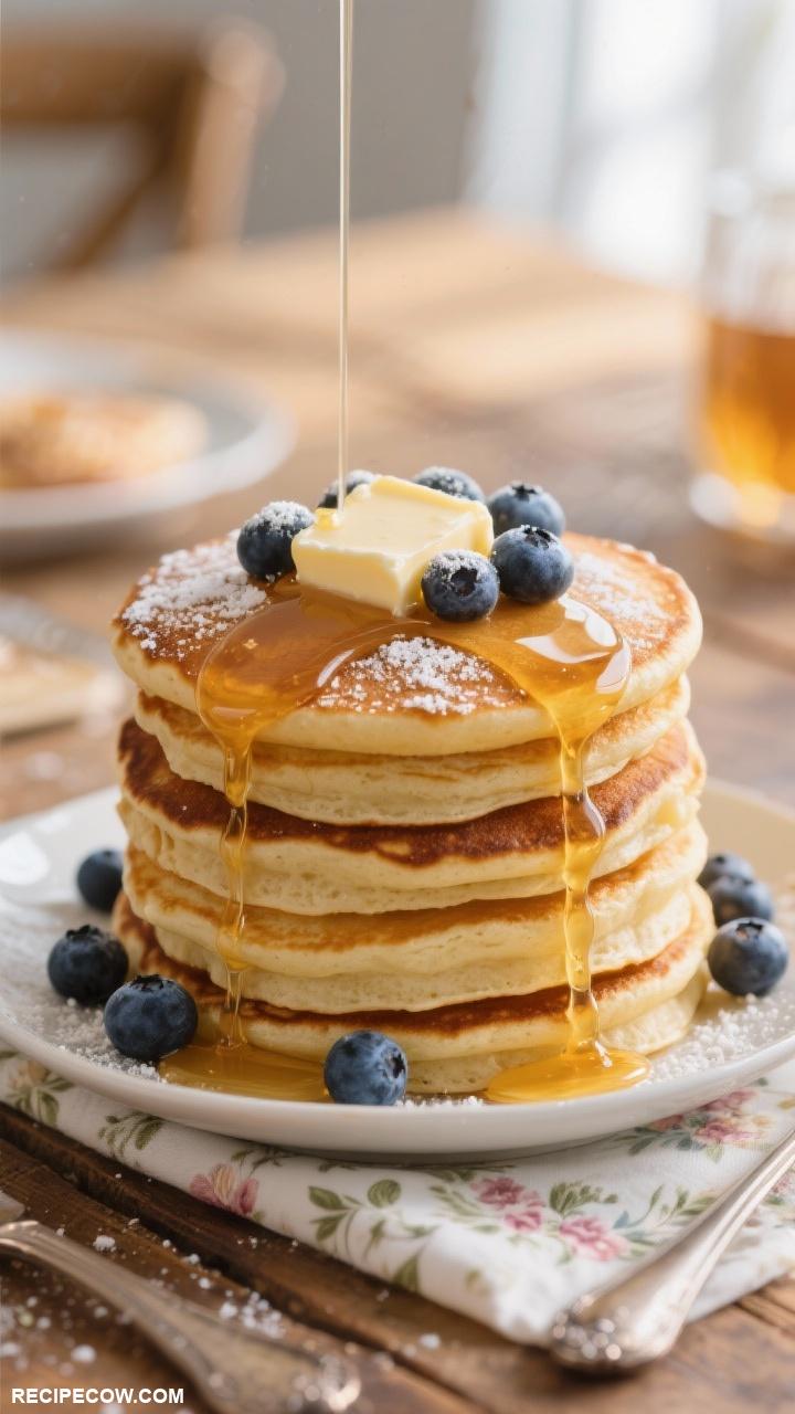 brunch dishes Fluffy Pancakes with Maple Syrup