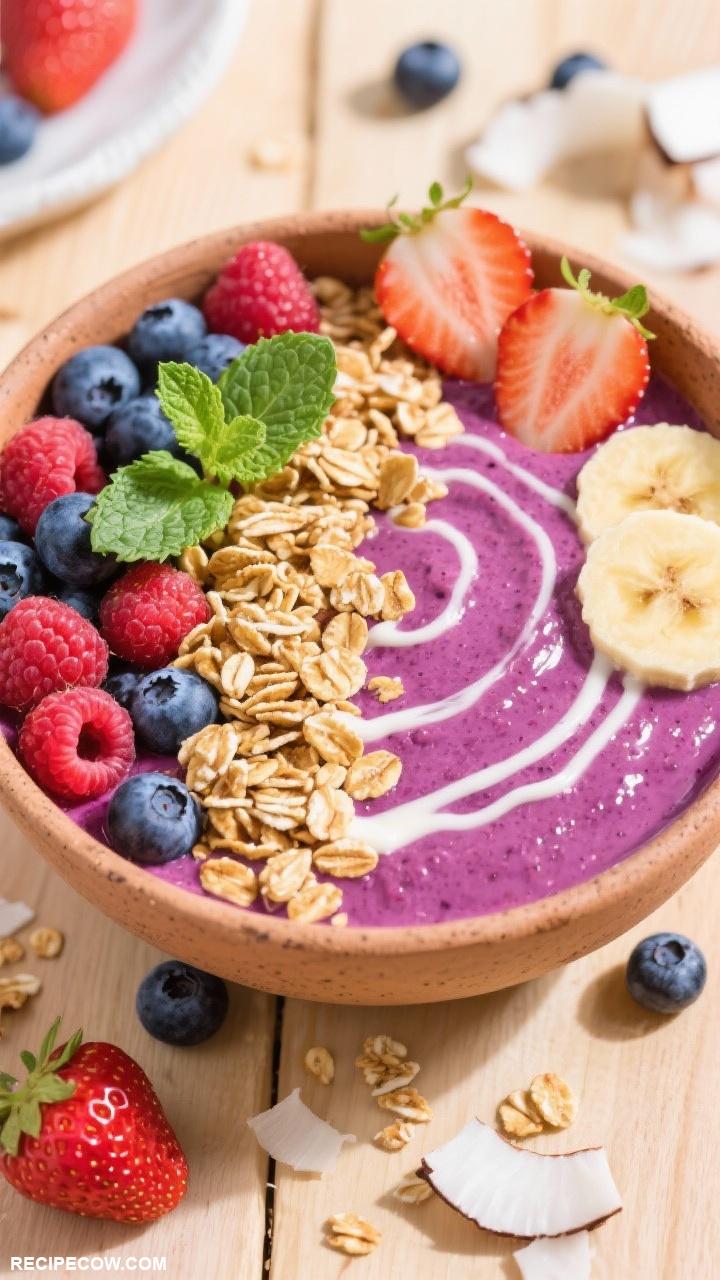 brunch foods Berry Smoothie Bowl with Granola