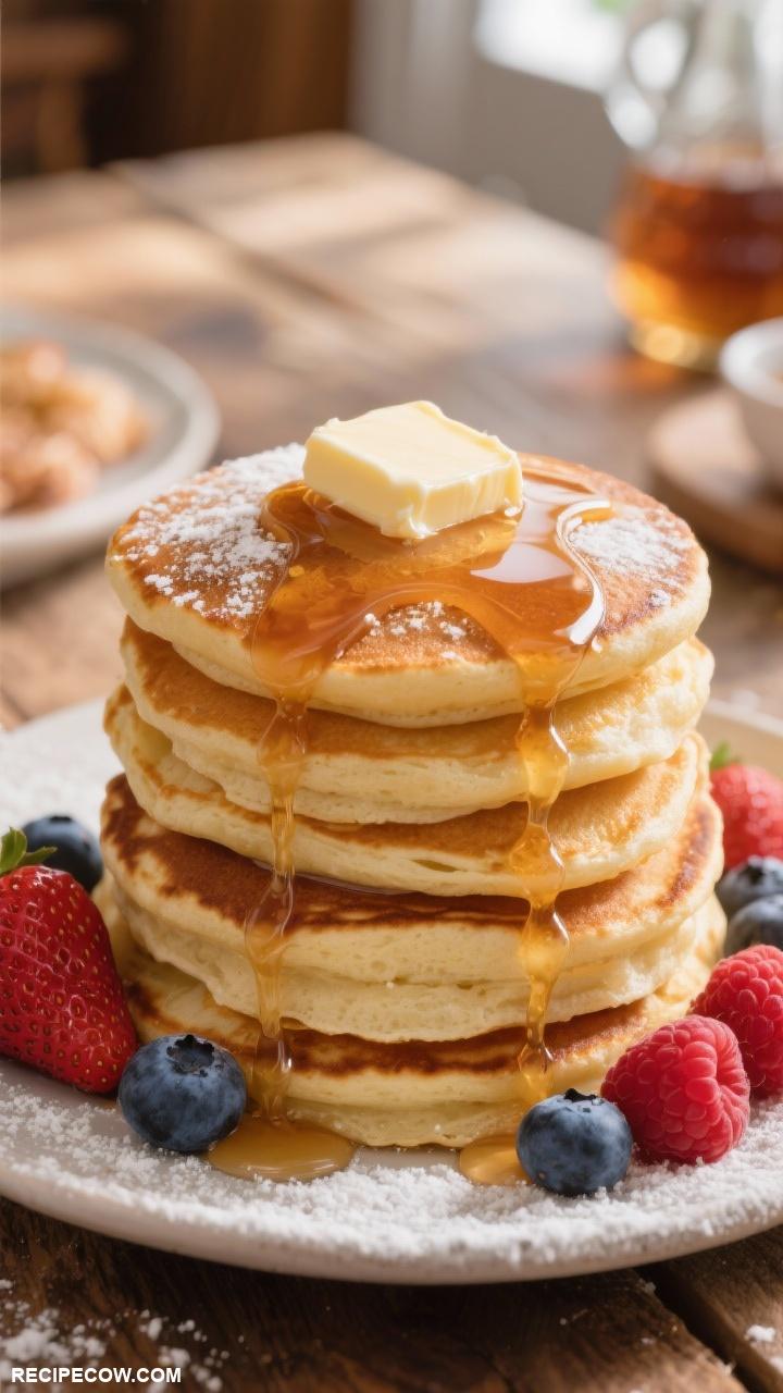 brunch foods Fluffy Pancakes with Maple Syrup