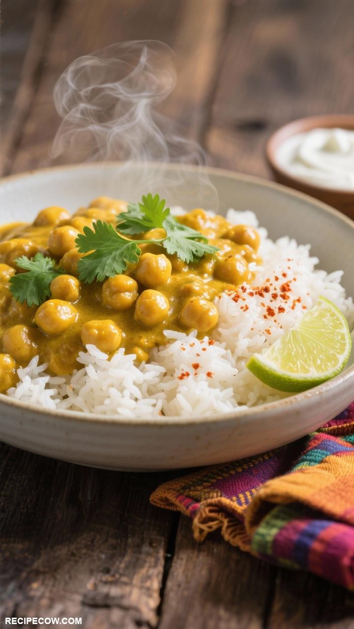 easy weeknight dinners Chickpea Curry on Rice