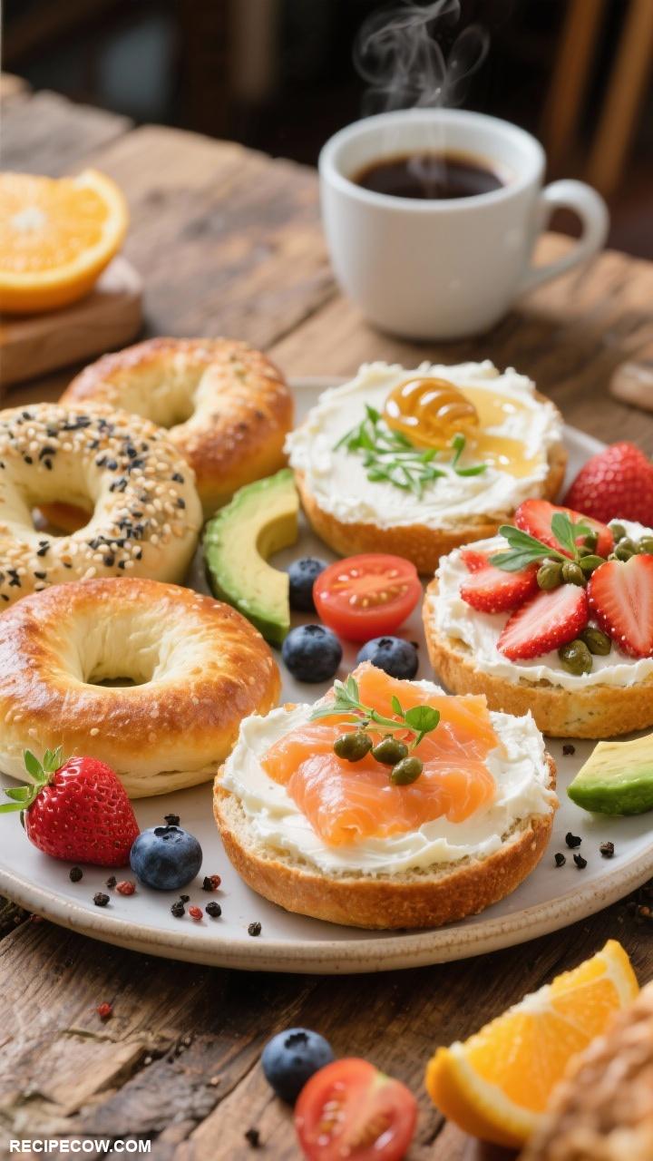 family brunch ideas Assorted Bagels with Cream Cheese