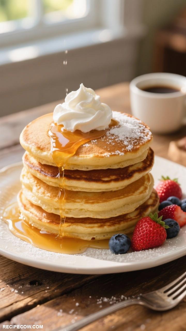 family brunch ideas Fluffy Pancakes with Maple Syrup