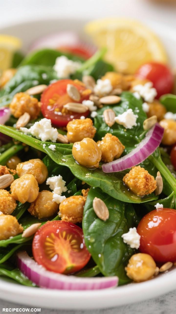 gluten free side dishes Crispy Chickpea and Spinach Salad
