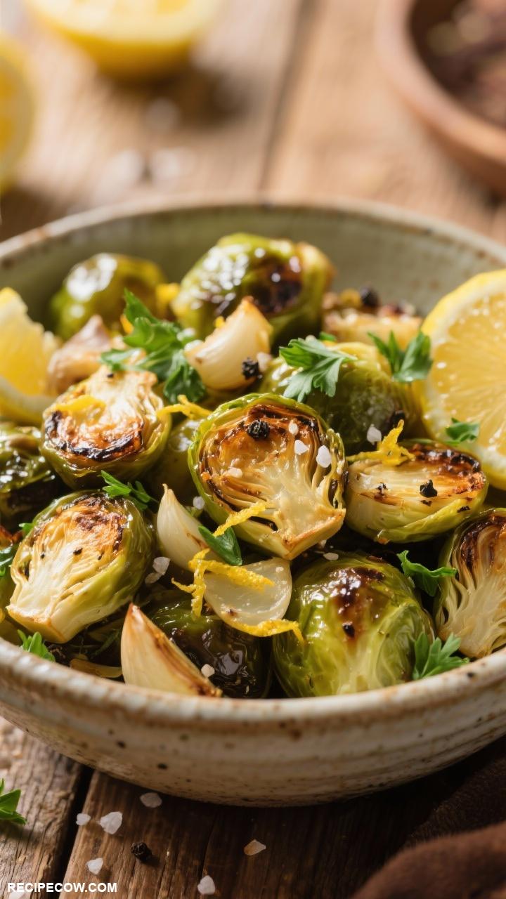 gluten free side dishes Lemon Garlic Roasted Brussels Sprouts