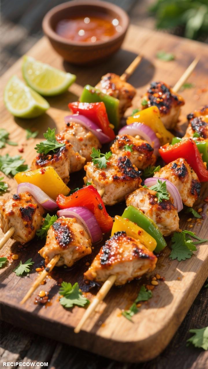 grill recipes Spicy Grilled Chicken Skewers