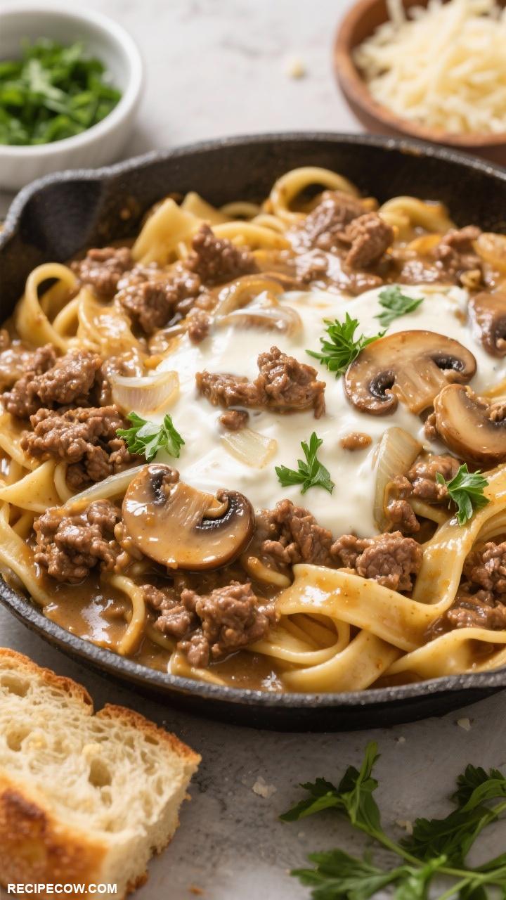 ground beef recipes One Pan Beef Stroganoff