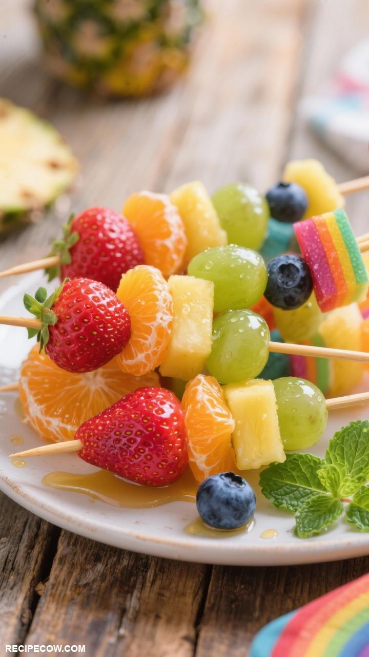 kid friendly desserts Rainbow Fruit Skewers