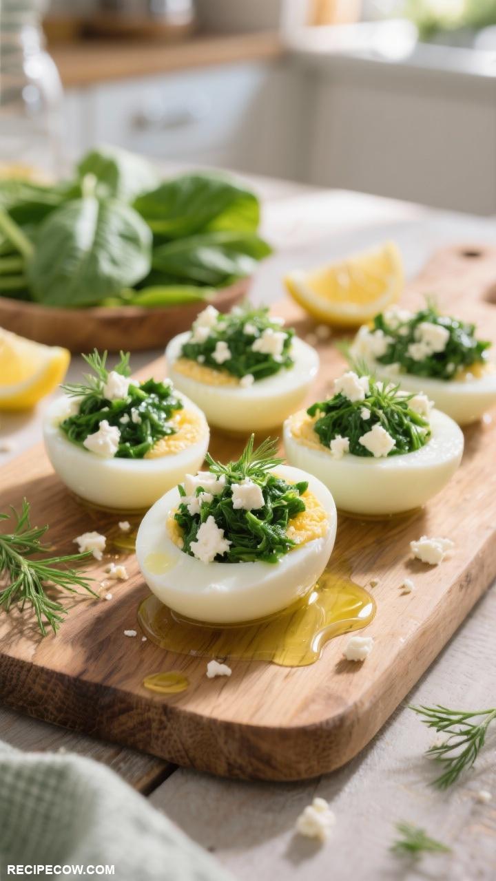 light lunch recipes Spinach and Feta Stuffed Eggs