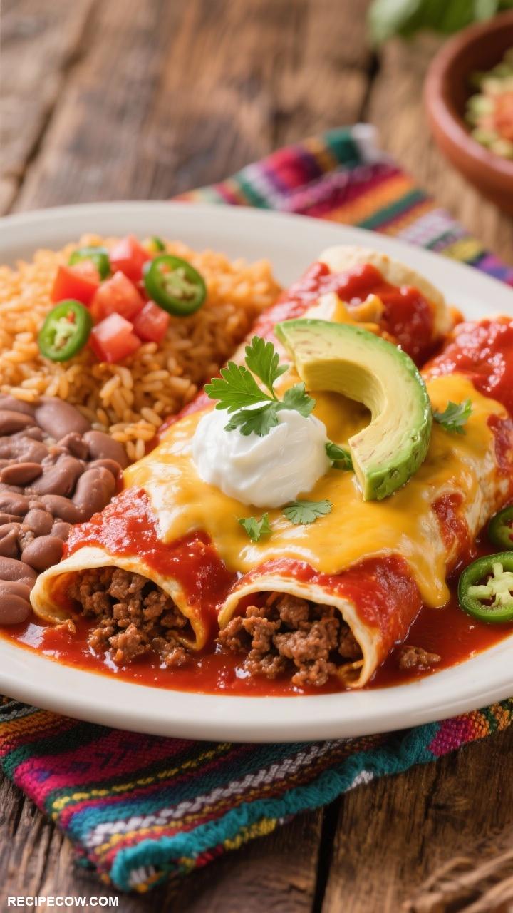 mexican ground beef recipes Beef Enchiladas with Red Sauce