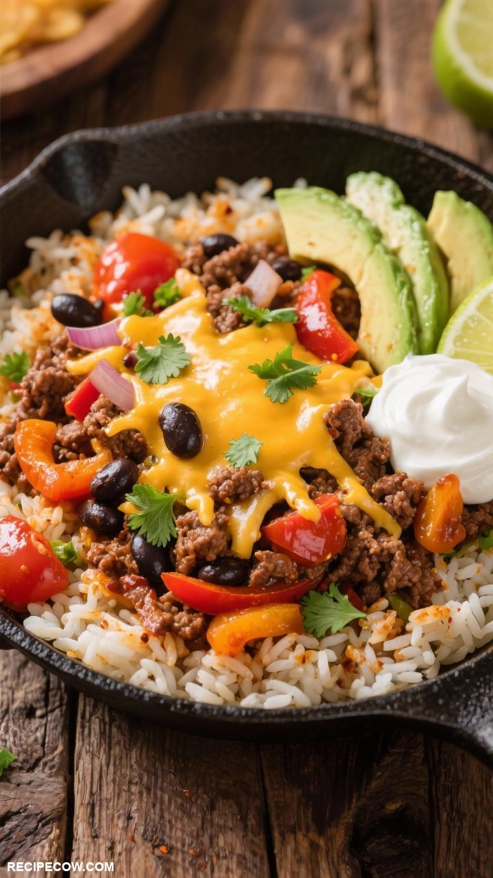 mexican ground beef recipes Mexican Beef Skillet with Rice