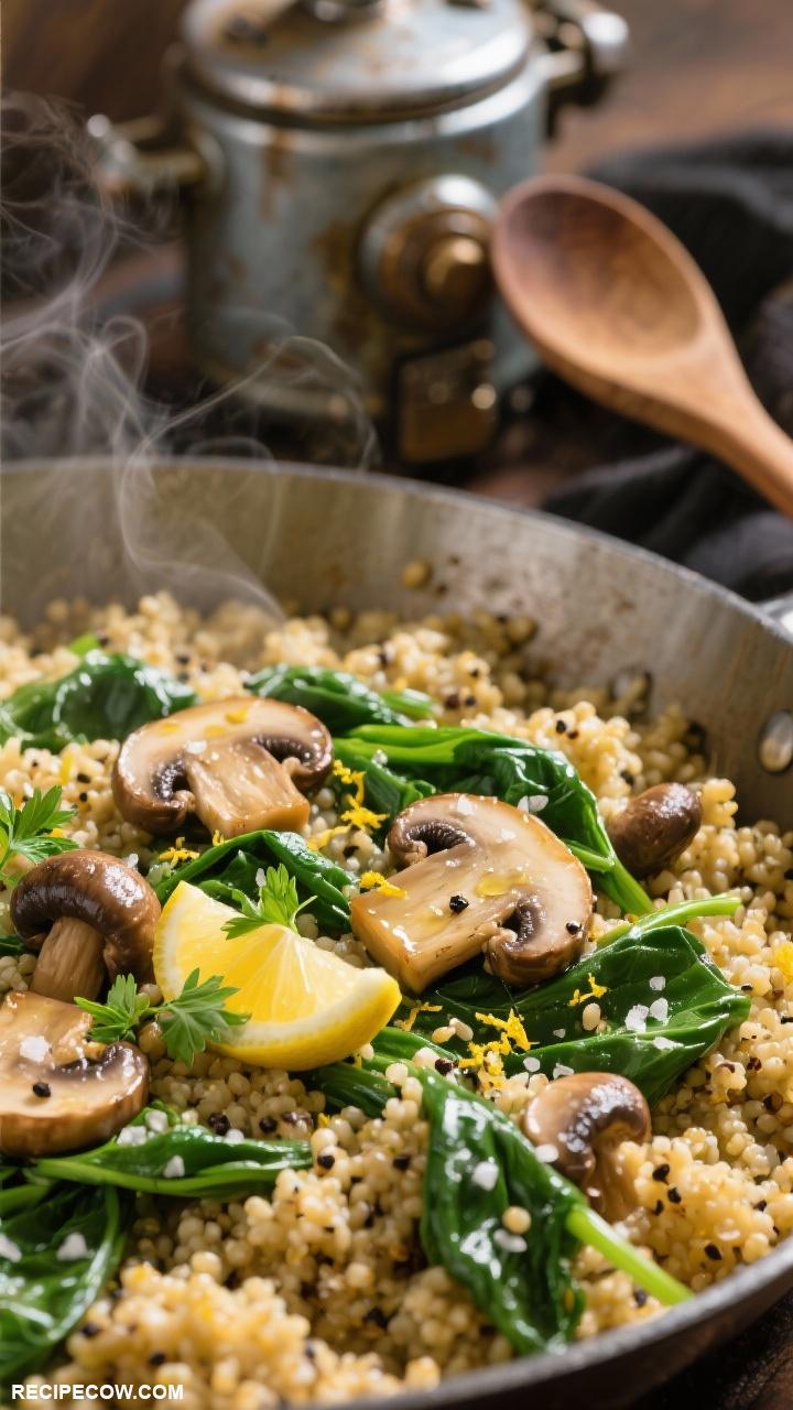 pressure cooker recipes Mushroom and Spinach Quinoa
