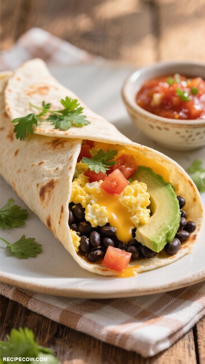 savory breakfast Breakfast Burrito with Black Beans