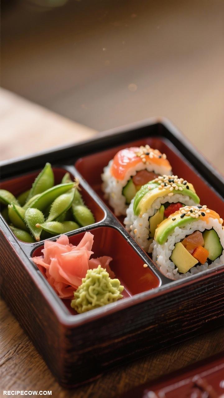 school lunch ideas Bento Box with Sushi Rolls