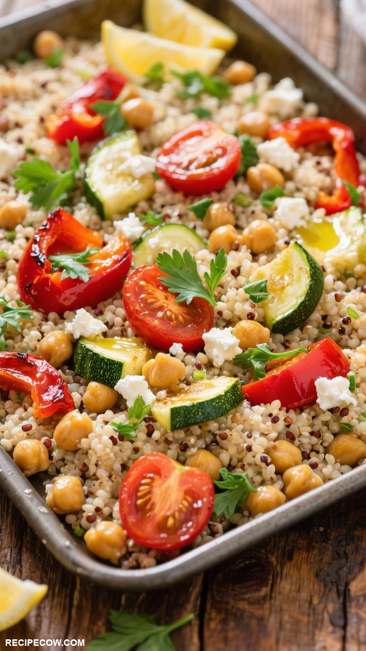 sheet pan dinners Mediterranean Quinoa and Chickpeas