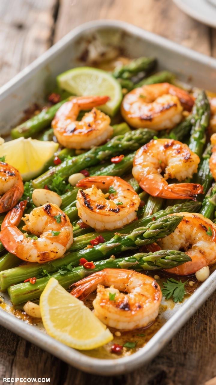 sheet pan dinners Spicy Shrimp and Asparagus Bake