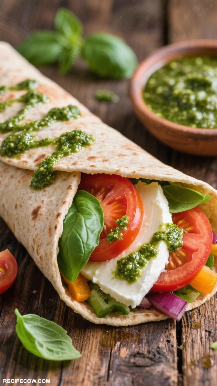 vegetarian lunch recipes Caprese Wrap with Pesto
