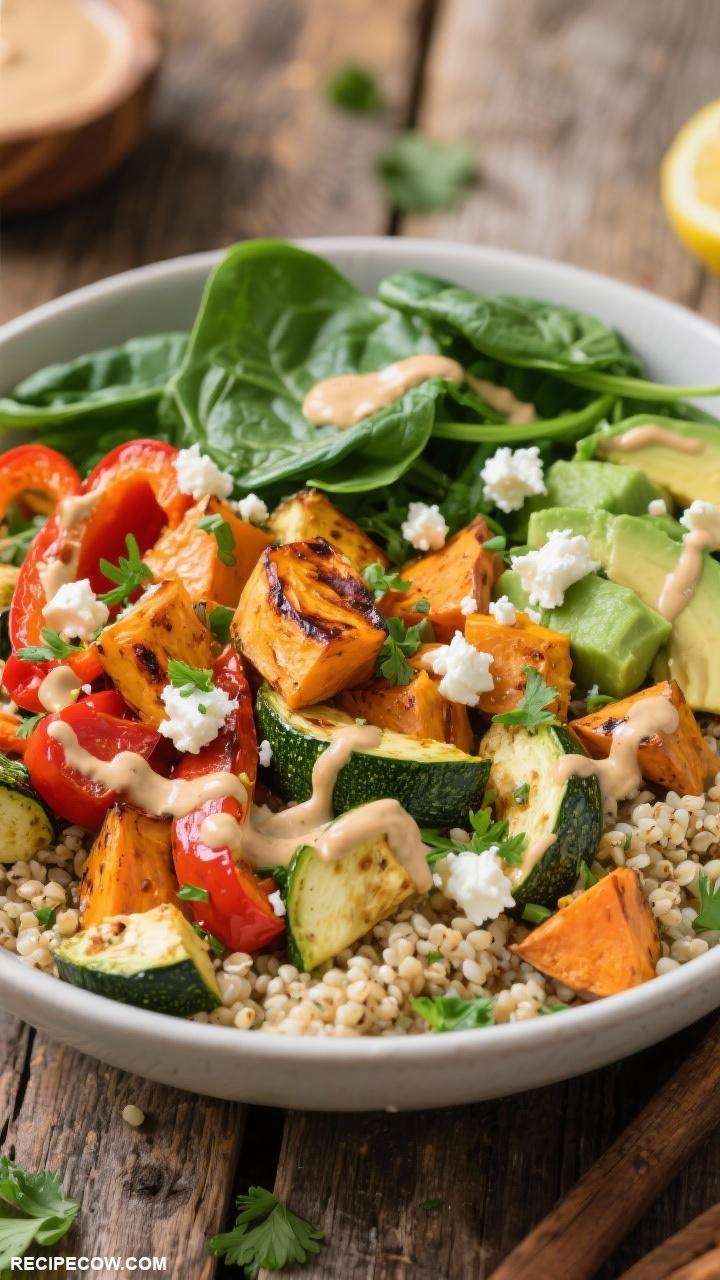 vegetarian lunch recipes Roasted Vegetable Grain Bowl