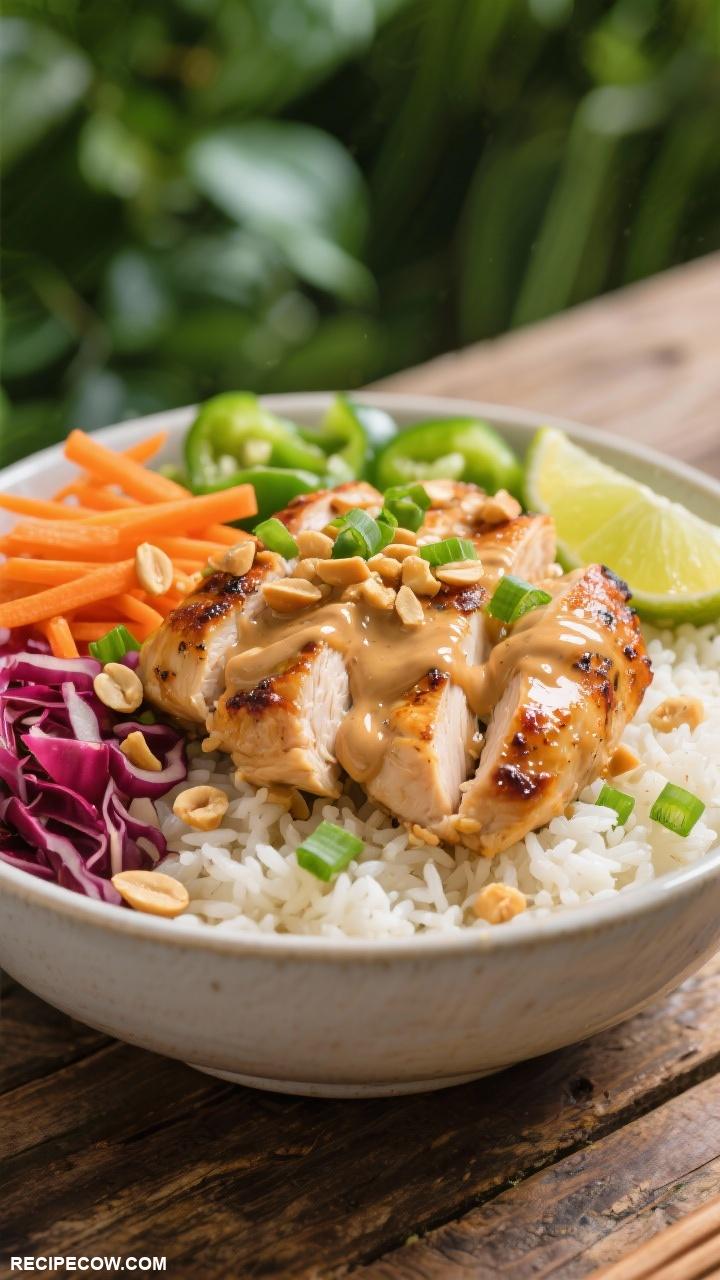 work lunch recipes Thai Peanut Chicken Bowl