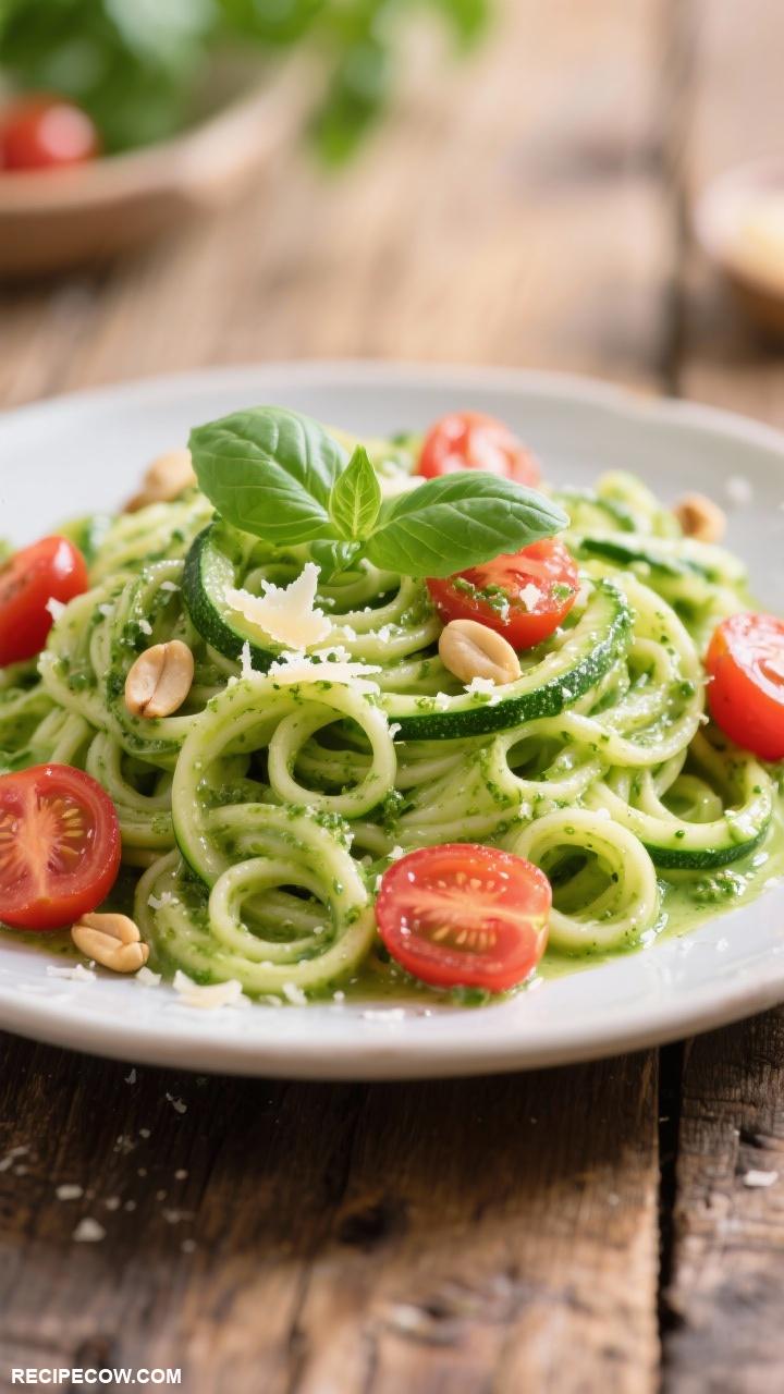 work lunch recipes Zucchini Noodles with Pesto