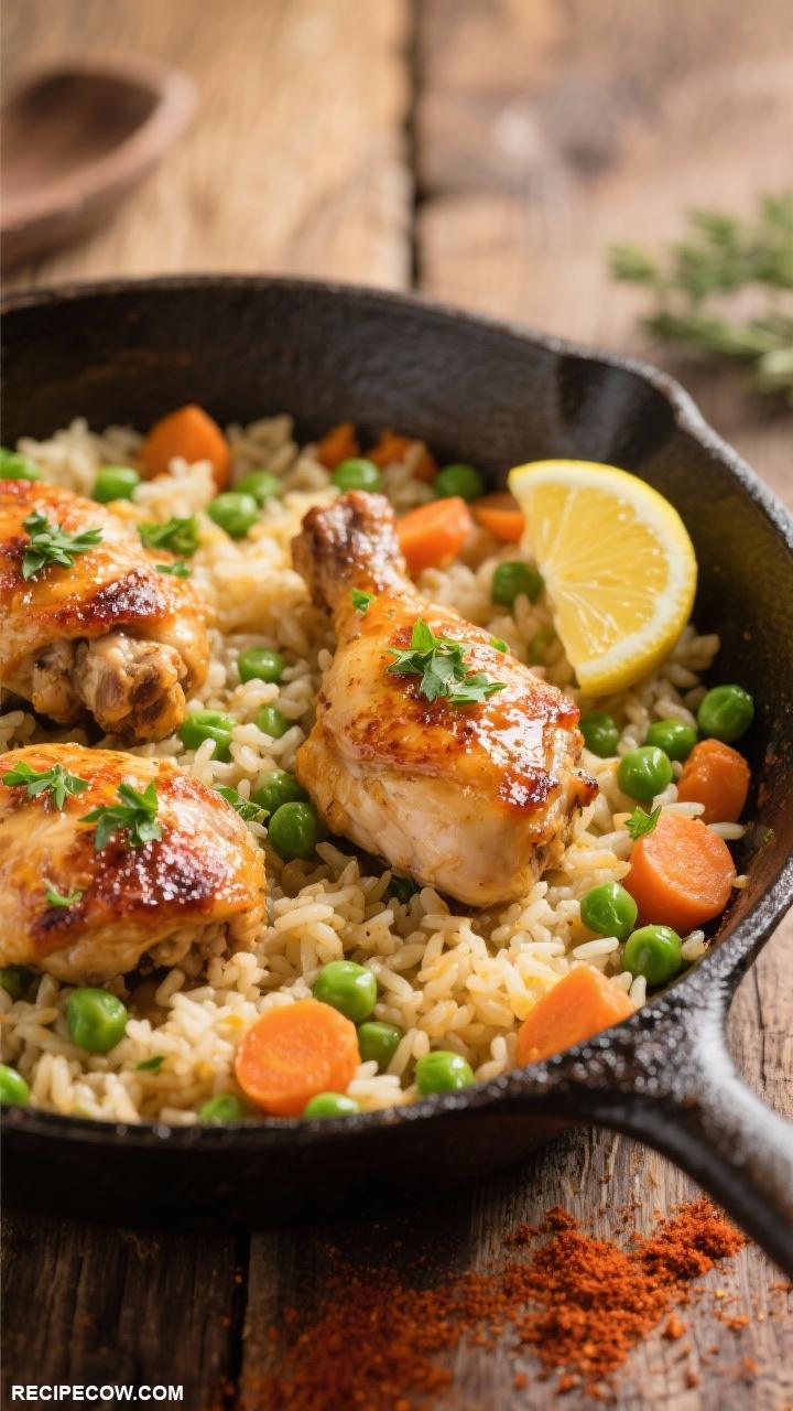 cast iron skillet recipes One Pan Chicken and Rice