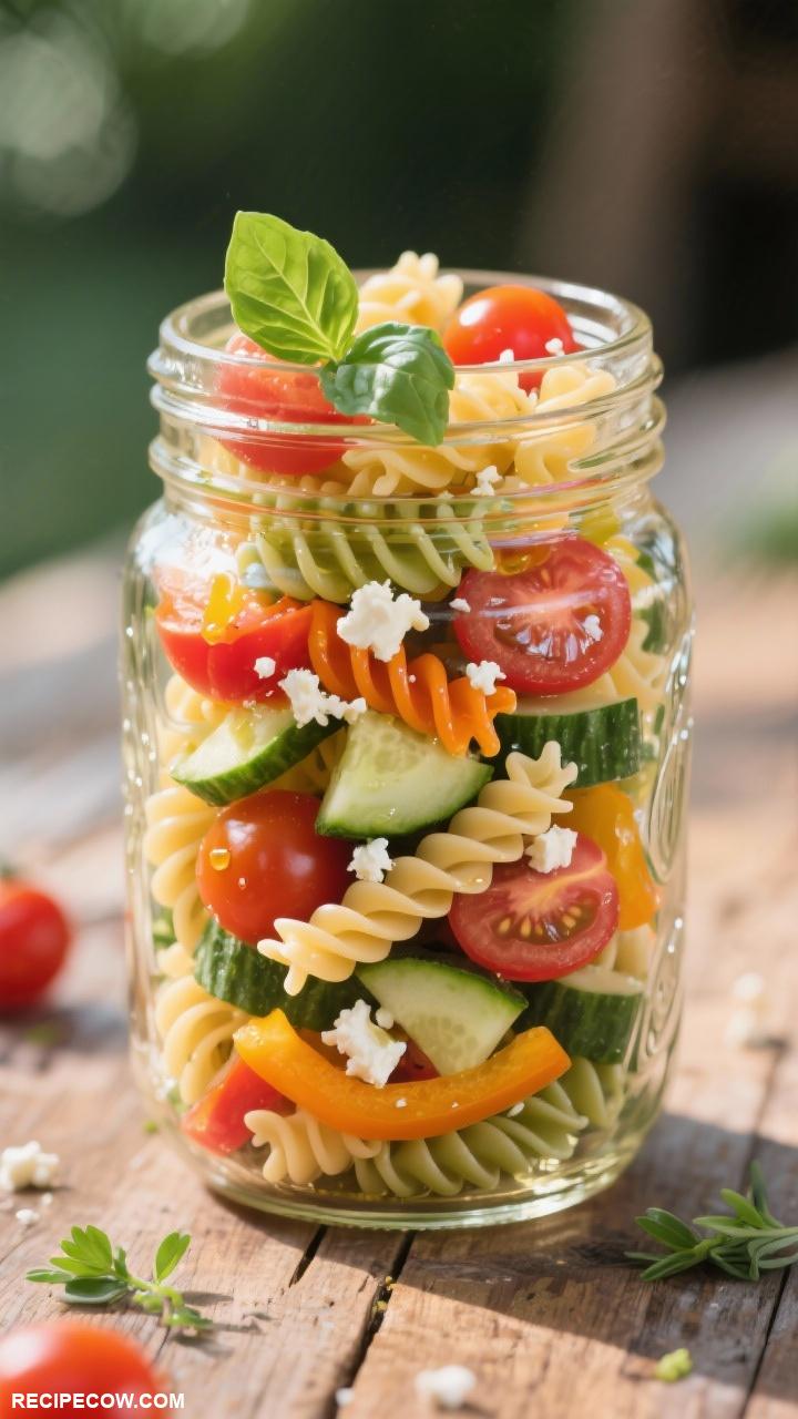 on the go lunch ideas Mason Jar Pasta Salad