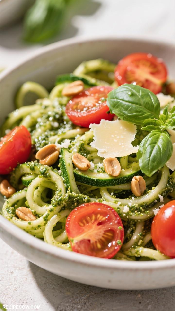 on the go lunch ideas Pesto Zoodle Bowl