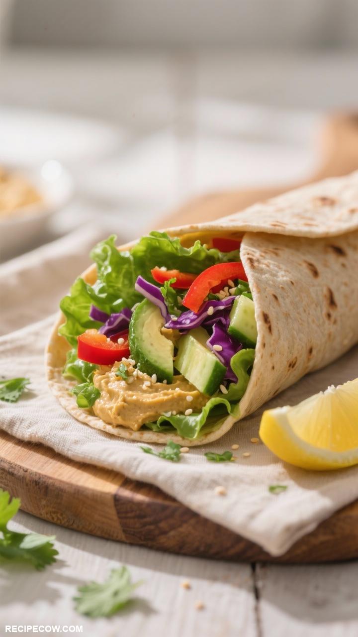 on the go lunch ideas Veggie Wrap with Hummus