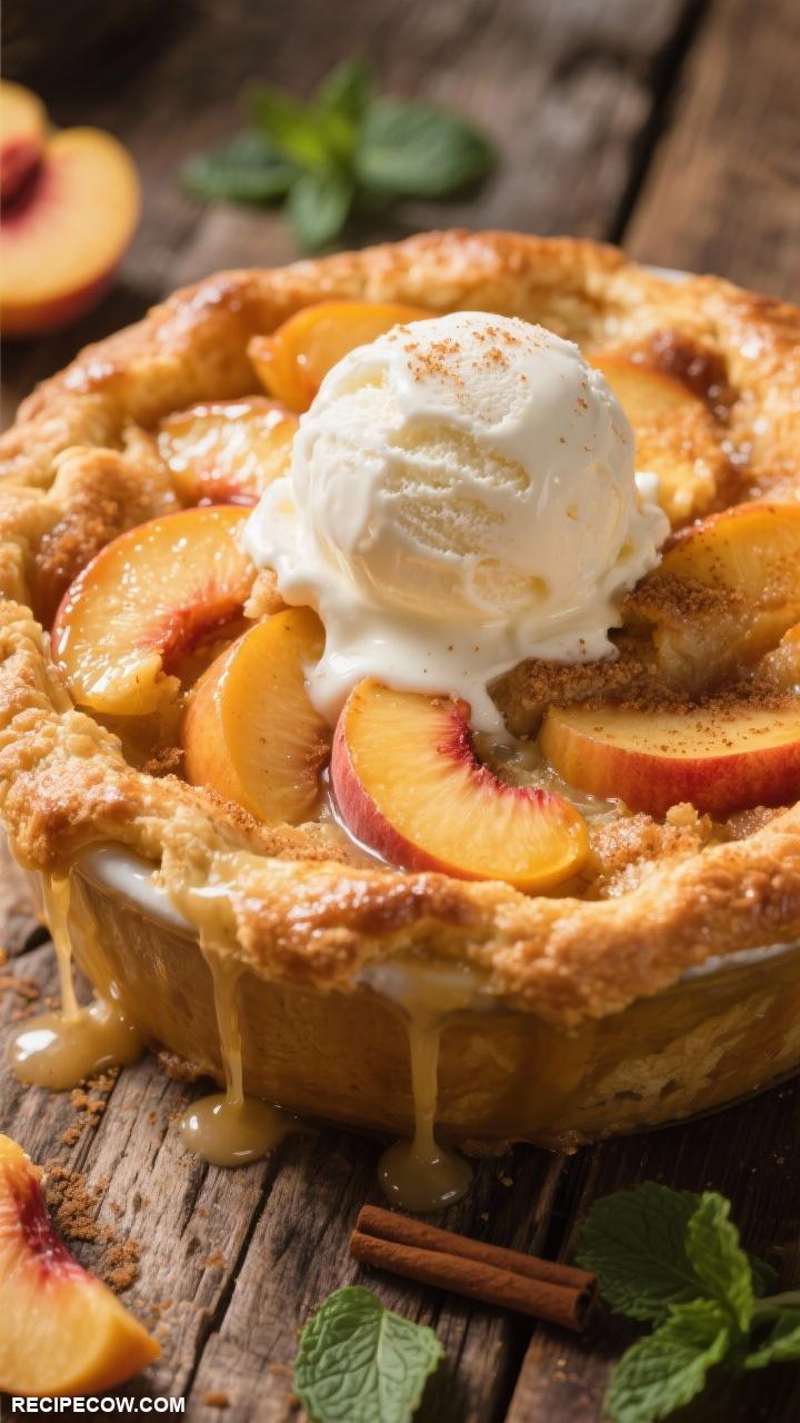peach recipes Peach Cobbler with Vanilla Ice Cream