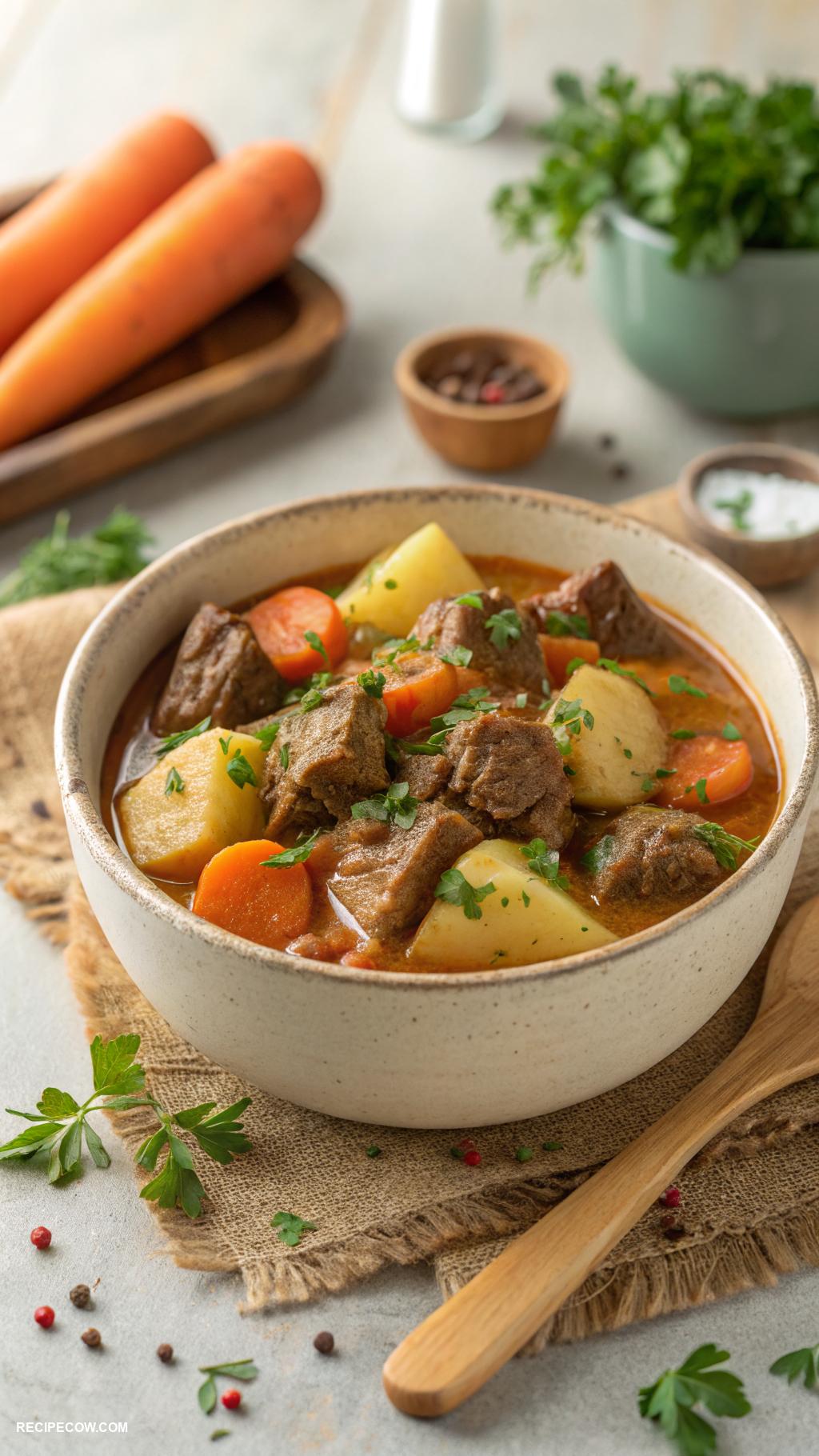 one pot meals Beef stew with carrots and potatoes