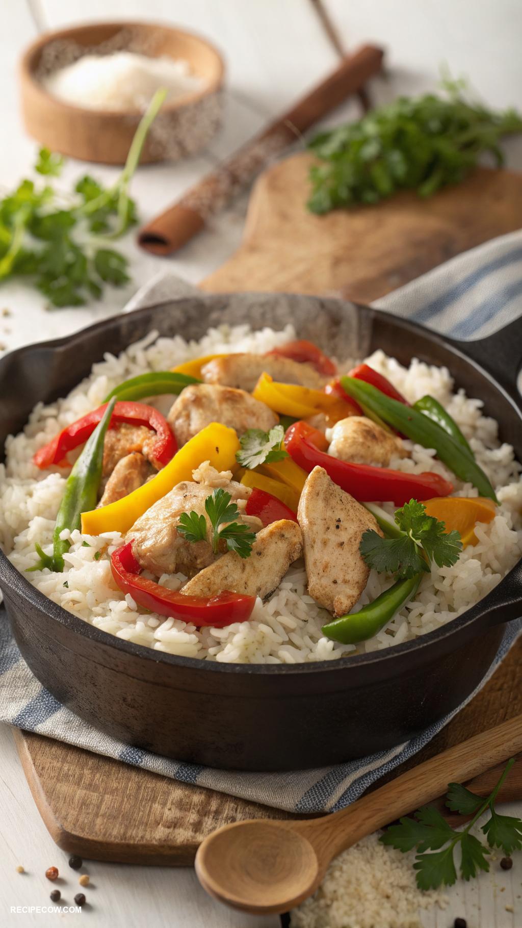 one pot meals Chicken and rice with bell peppers