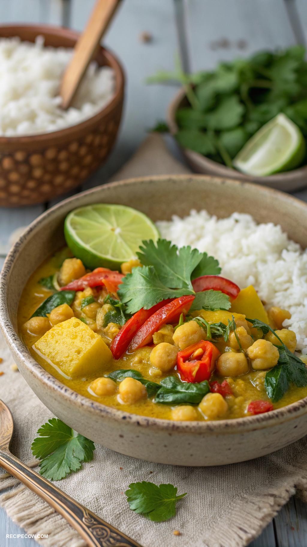 one pot meals Coconut curry with chickpeas and rice