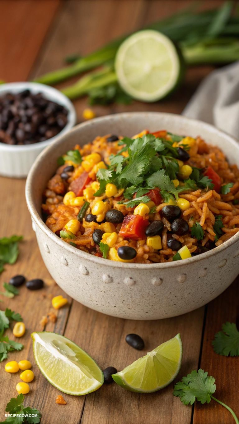 one pot meals Mexican rice with black beans and corn