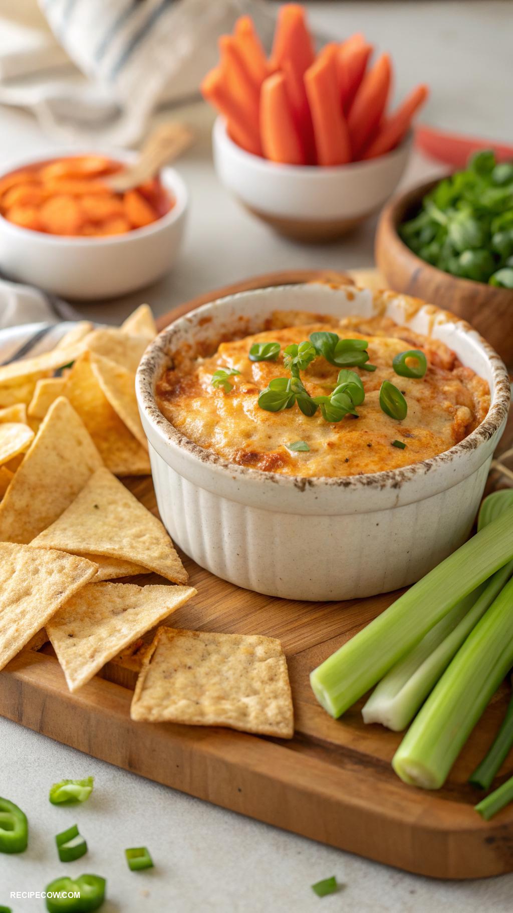 Appetizer dips Savory buffalo chicken dip with cheese