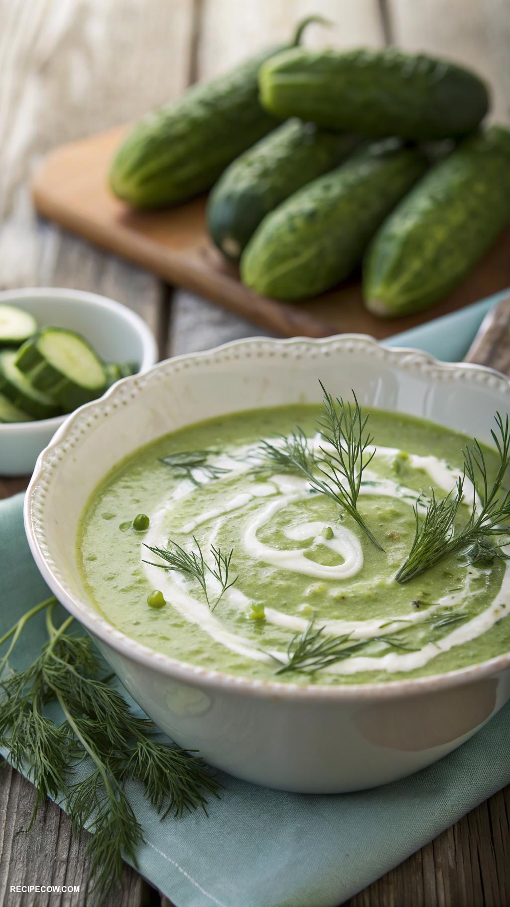 Cold appetizers Chilled cucumber soup with yogurt and dill
