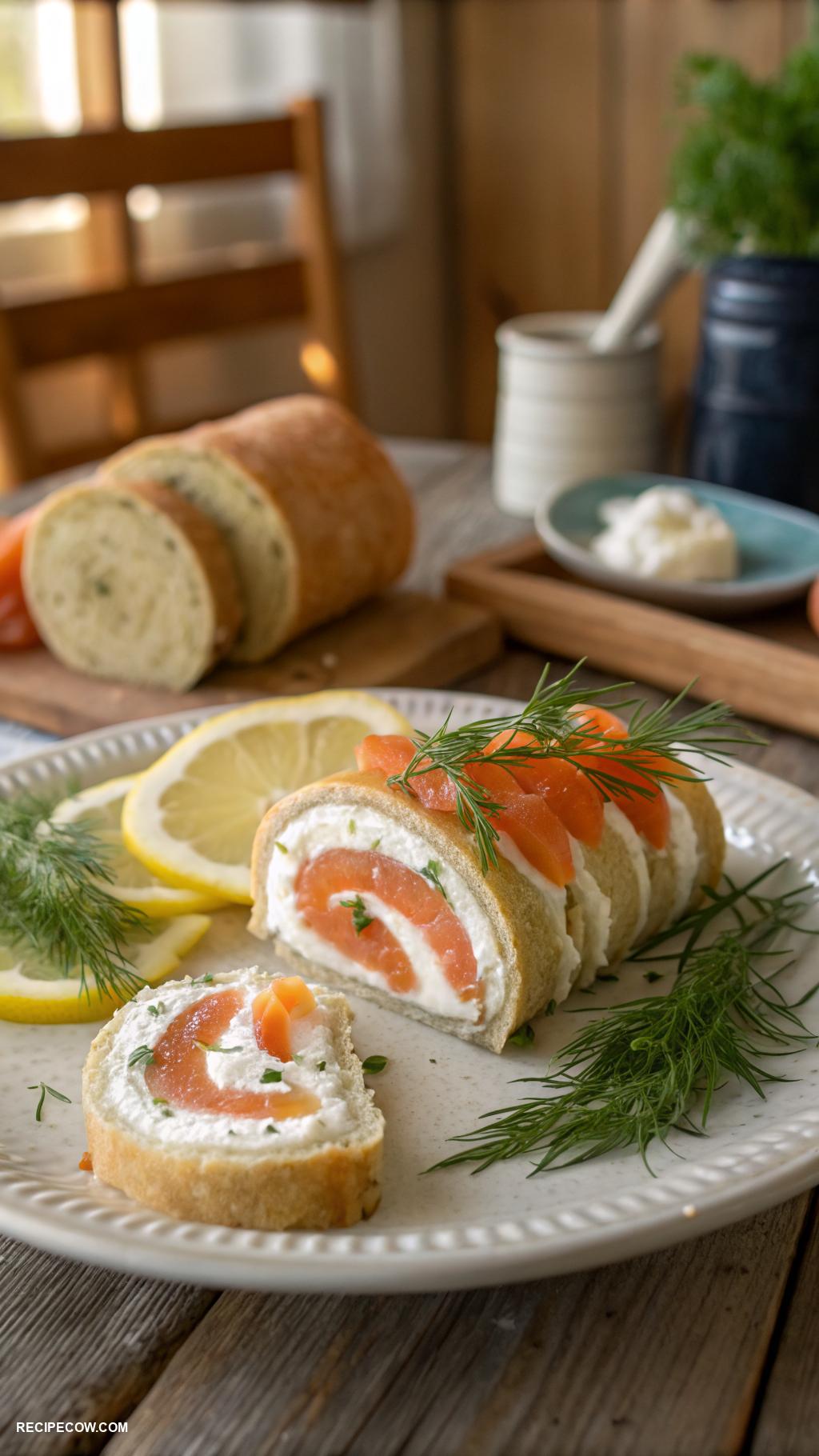 Cold appetizers Smoked salmon and cream cheese rolls