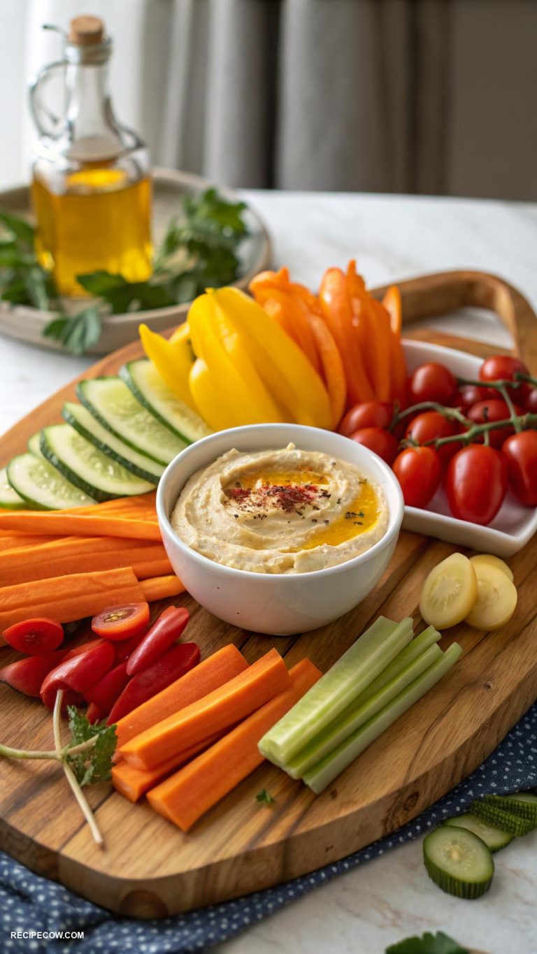 Cold appetizers Vegetable cruditys with hummus dip