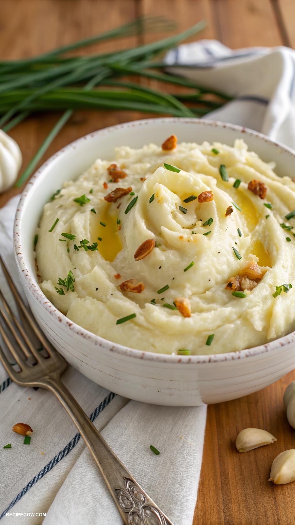 Comfort food side dishes Creamy mashed potatoes with garlic and butter