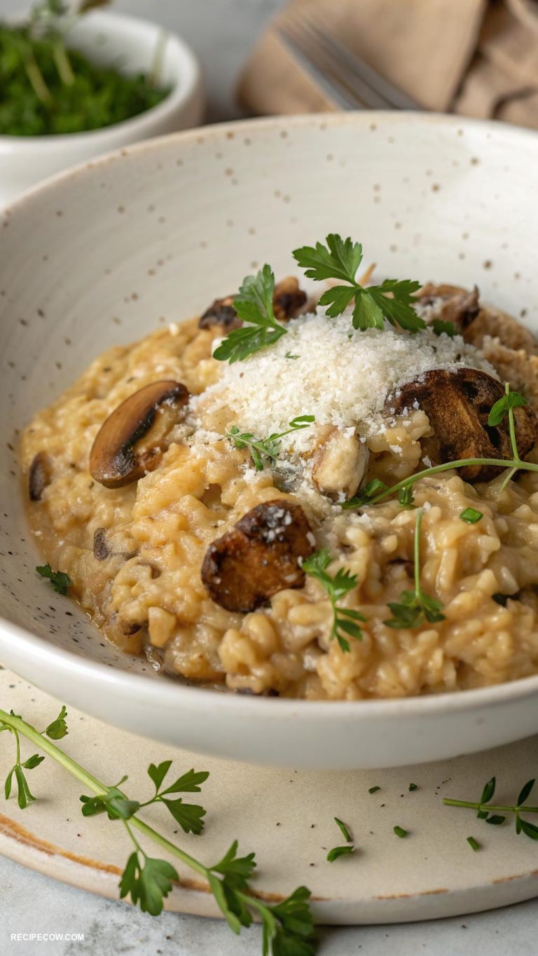 Comfort food side dishes Creamy risotto with mushrooms and parmesan