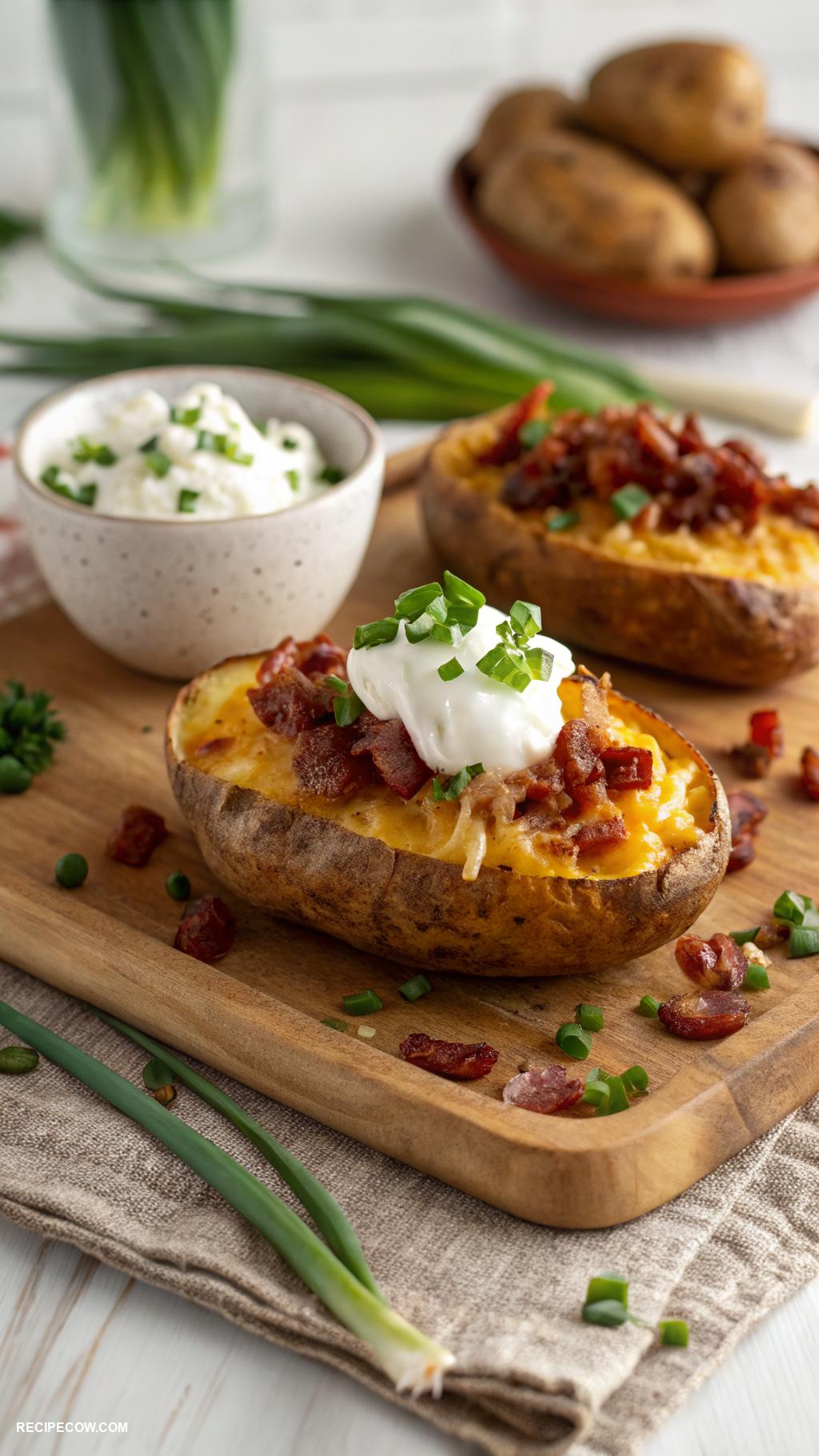 Comfort food side dishes Loaded potato skins with cheese and bacon