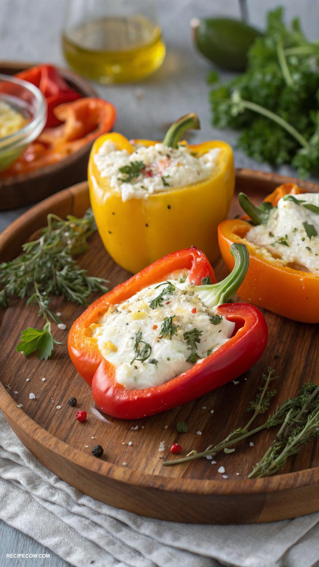 Healthy appetizers Mini bell peppers stuffed with cheese