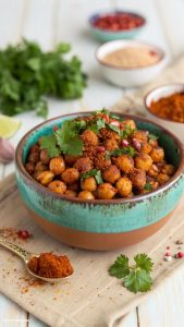 Healthy appetizers Roasted chickpeas with spices and herbs