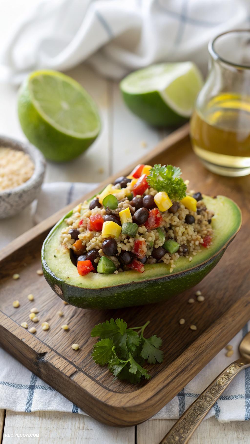 Healthy appetizers Stuffed avocado with quinoa and beans